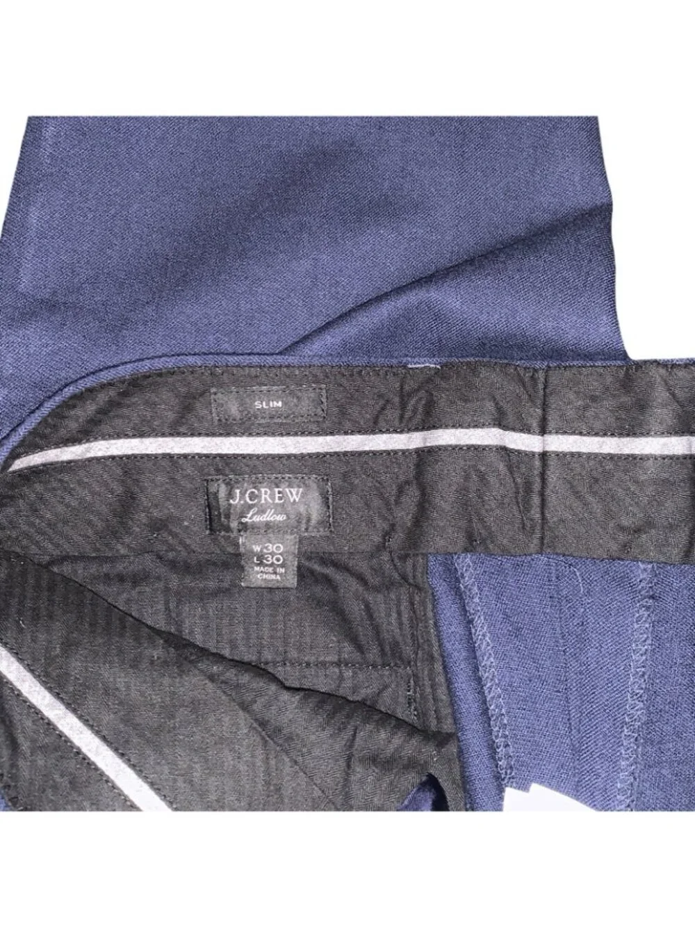 J. Crew Mens 30 x 30 (30x28) Ludlow Slim Wool Blend Dress Pants Navy Blue Solid
